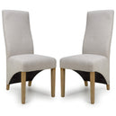 Fabric Dining Chairs in Set Of 2 Wave Back With Natural Rubberwood Legs - Baxter