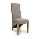 Fabric Dining Chairs in Set Of 2 Wave Back With Natural Rubberwood Legs - Baxter
