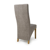 Fabric Dining Chairs in Set Of 2 Wave Back With Natural Rubberwood Legs - Baxter
