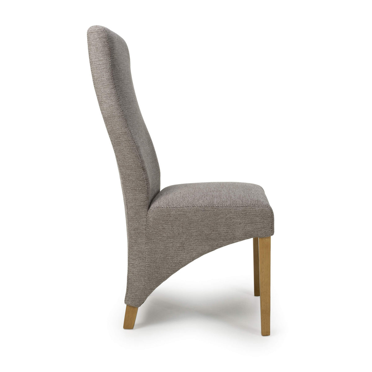 Fabric Dining Chairs in Set Of 2 Wave Back With Natural Rubberwood Legs - Baxter