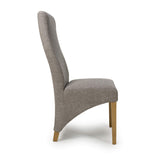 Fabric Dining Chairs in Set Of 2 Wave Back With Natural Rubberwood Legs - Baxter