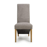Fabric Dining Chairs in Set Of 2 Wave Back With Natural Rubberwood Legs - Baxter