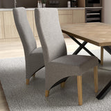 Fabric Dining Chairs in Set Of 2 Wave Back With Natural Rubberwood Legs - Baxter