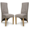 Fabric Dining Chairs in Set Of 2 Wave Back With Natural Rubberwood Legs - Baxter