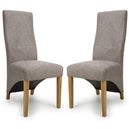 Fabric Dining Chairs in Set Of 2 Wave Back With Natural Rubberwood Legs - Baxter