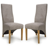 Fabric Dining Chairs in Set Of 2 Wave Back With Natural Rubberwood Legs - Baxter