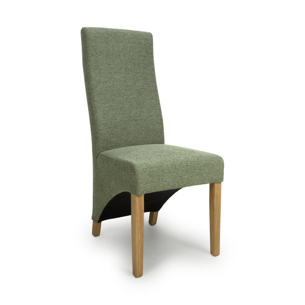 Fabric Dining Chairs in Set Of 2 Wave Back With Natural Rubberwood Legs - Baxter