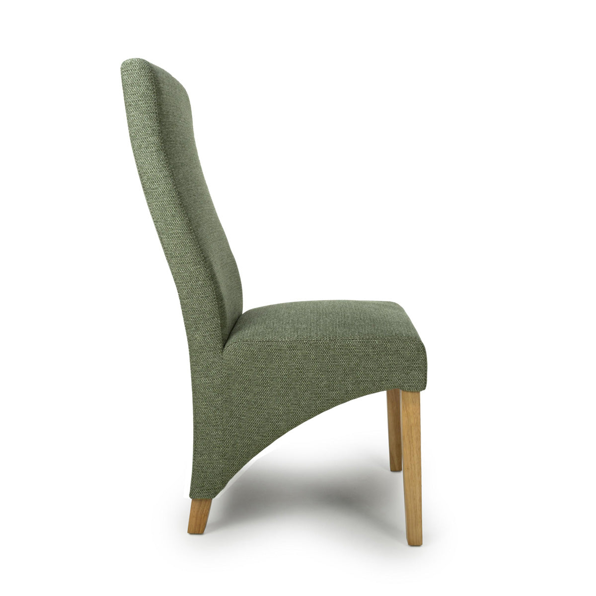 Fabric Dining Chairs in Set Of 2 Wave Back With Natural Rubberwood Legs - Baxter