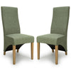 Fabric Dining Chairs in Set Of 2 Wave Back With Natural Rubberwood Legs - Baxter