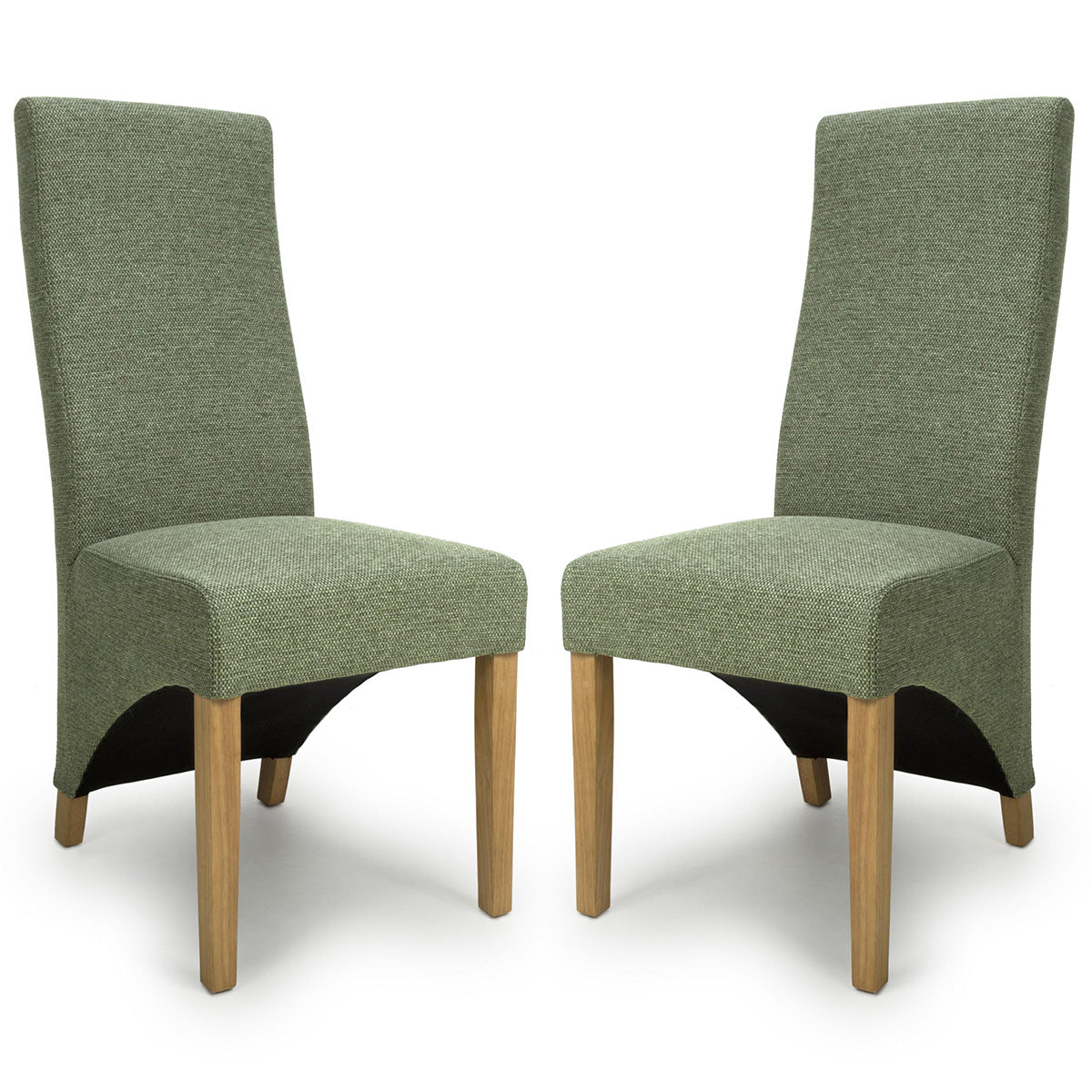Fabric Dining Chairs in Set Of 2 Wave Back With Natural Rubberwood Legs - Baxter