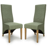 Fabric Dining Chairs in Set Of 2 Wave Back With Natural Rubberwood Legs - Baxter
