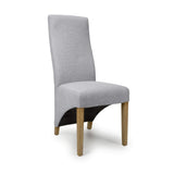 Fabric Dining Chairs in Set Of 2 Wave Back With Natural Rubberwood Legs - Baxter