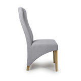 Fabric Dining Chairs in Set Of 2 Wave Back With Natural Rubberwood Legs - Baxter