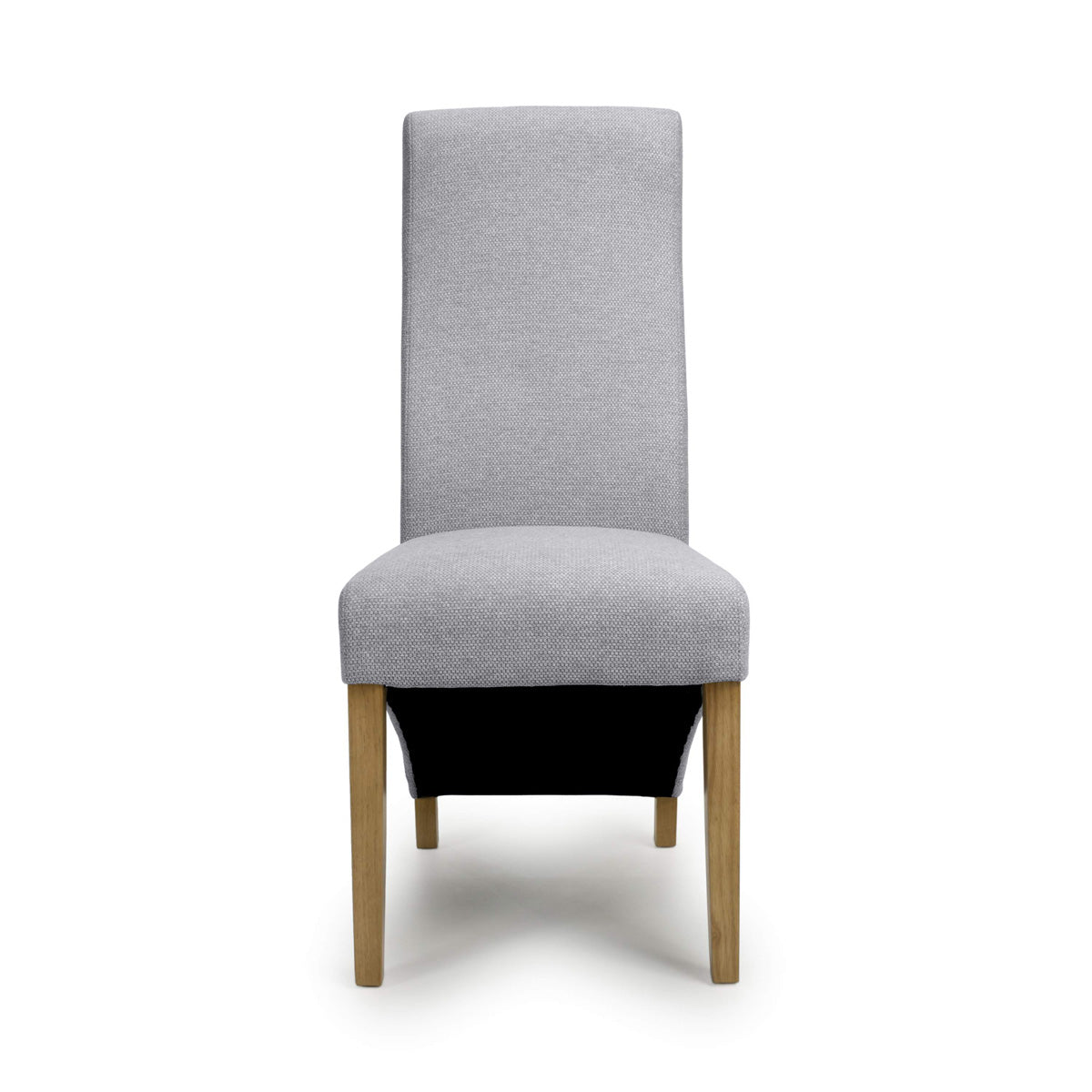 Fabric Dining Chairs in Set Of 2 Wave Back With Natural Rubberwood Legs - Baxter