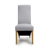 Fabric Dining Chairs in Set Of 2 Wave Back With Natural Rubberwood Legs - Baxter