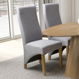 Fabric Dining Chairs in Set Of 2 Wave Back With Natural Rubberwood Legs - Baxter