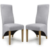 Fabric Dining Chairs in Set Of 2 Wave Back With Natural Rubberwood Legs - Baxter