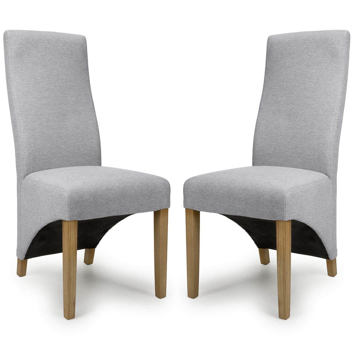 Fabric Dining Chairs in Set Of 2 Wave Back With Natural Rubberwood Legs - Baxter