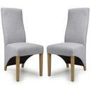Fabric Dining Chairs in Set Of 2 Wave Back With Natural Rubberwood Legs - Baxter