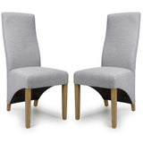 Fabric Dining Chairs in Set Of 2 Wave Back With Natural Rubberwood Legs - Baxter