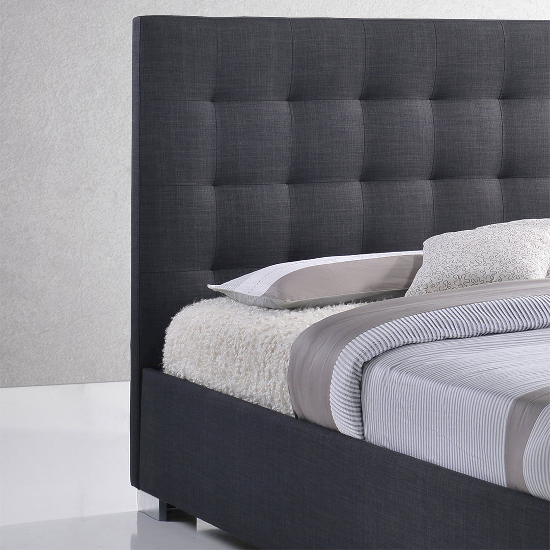 Fabric Double Bed With Chrome Corner Feets - Nevada
