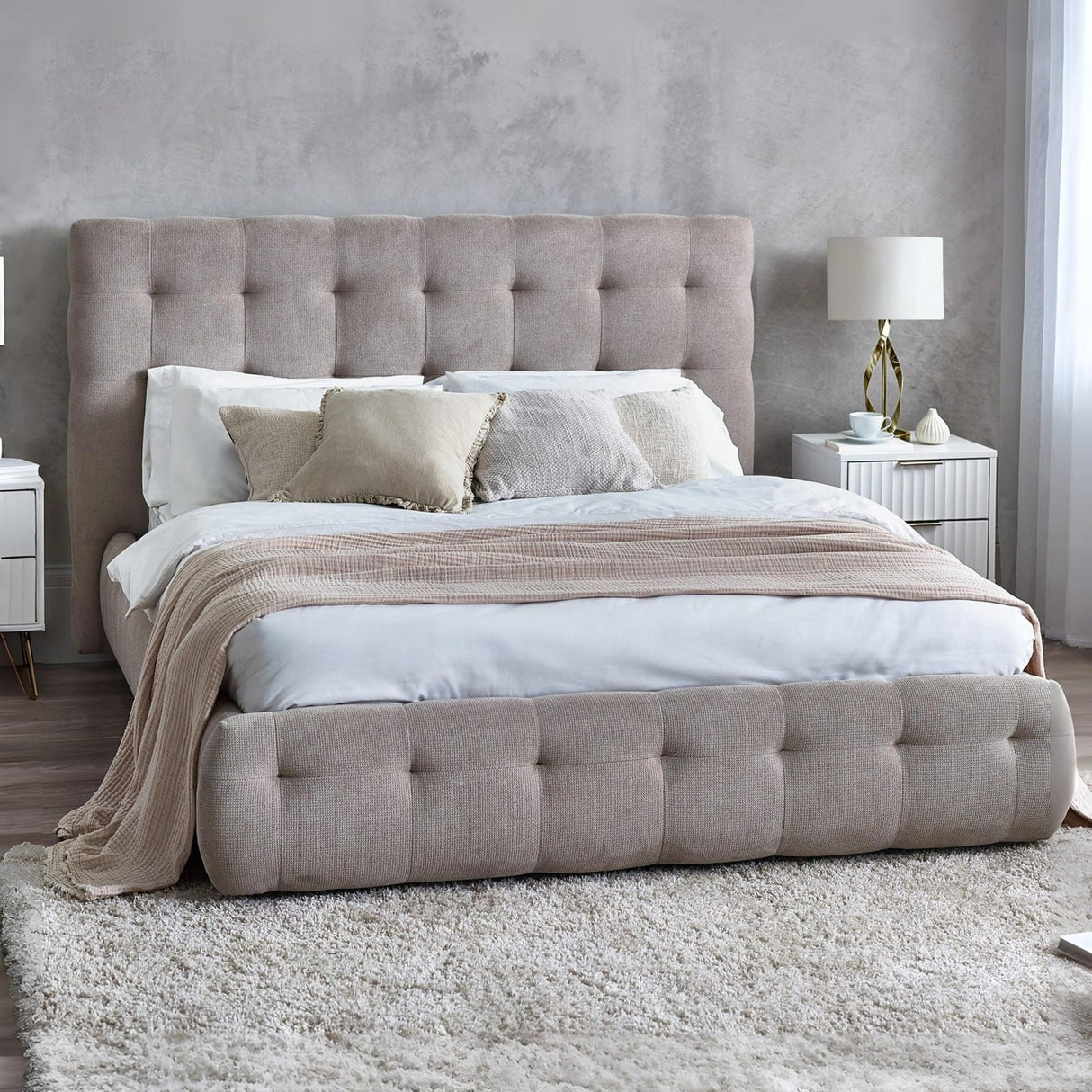 Fabric Double Bed - Odette