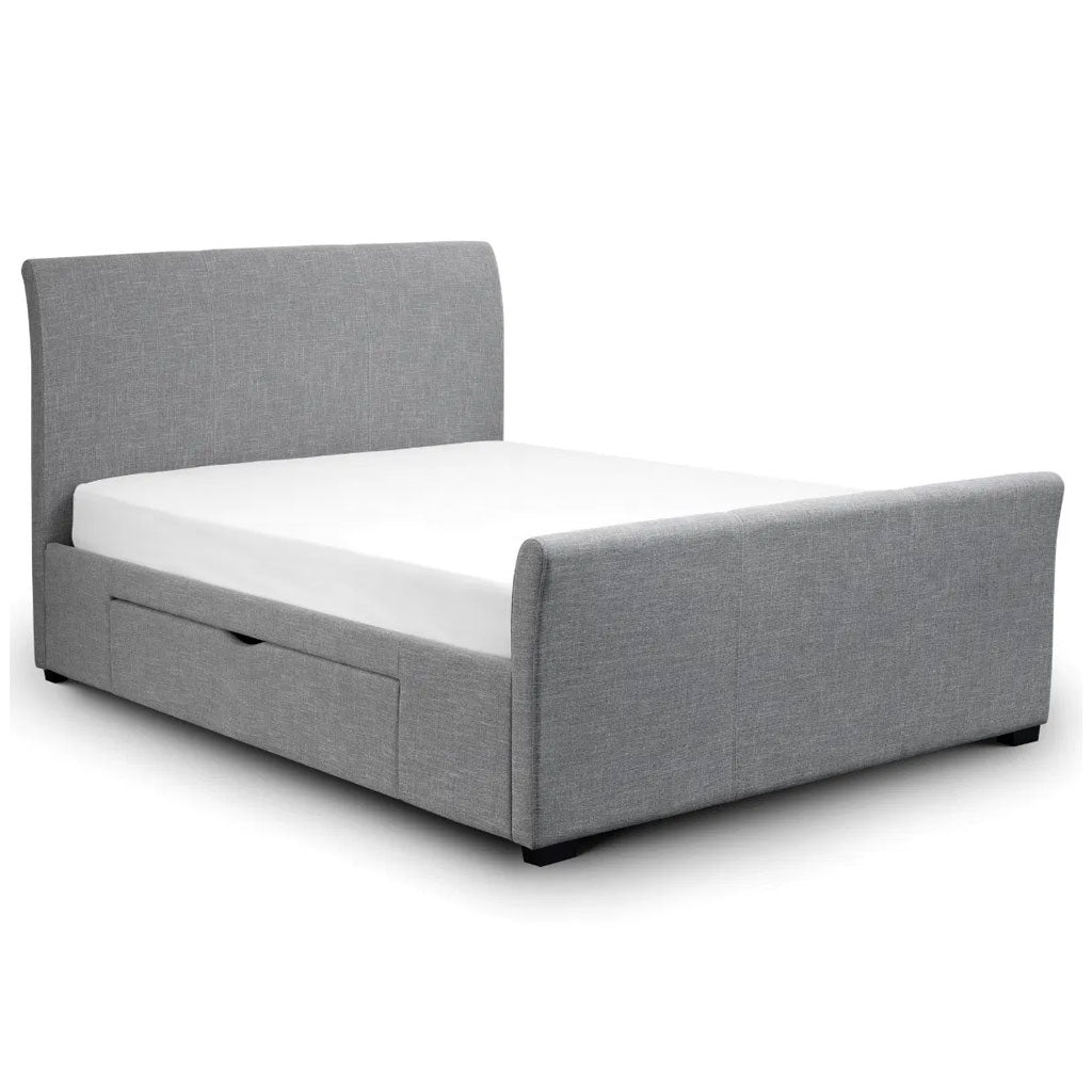 Fabric Double Bed With 2 Drawers - Capri