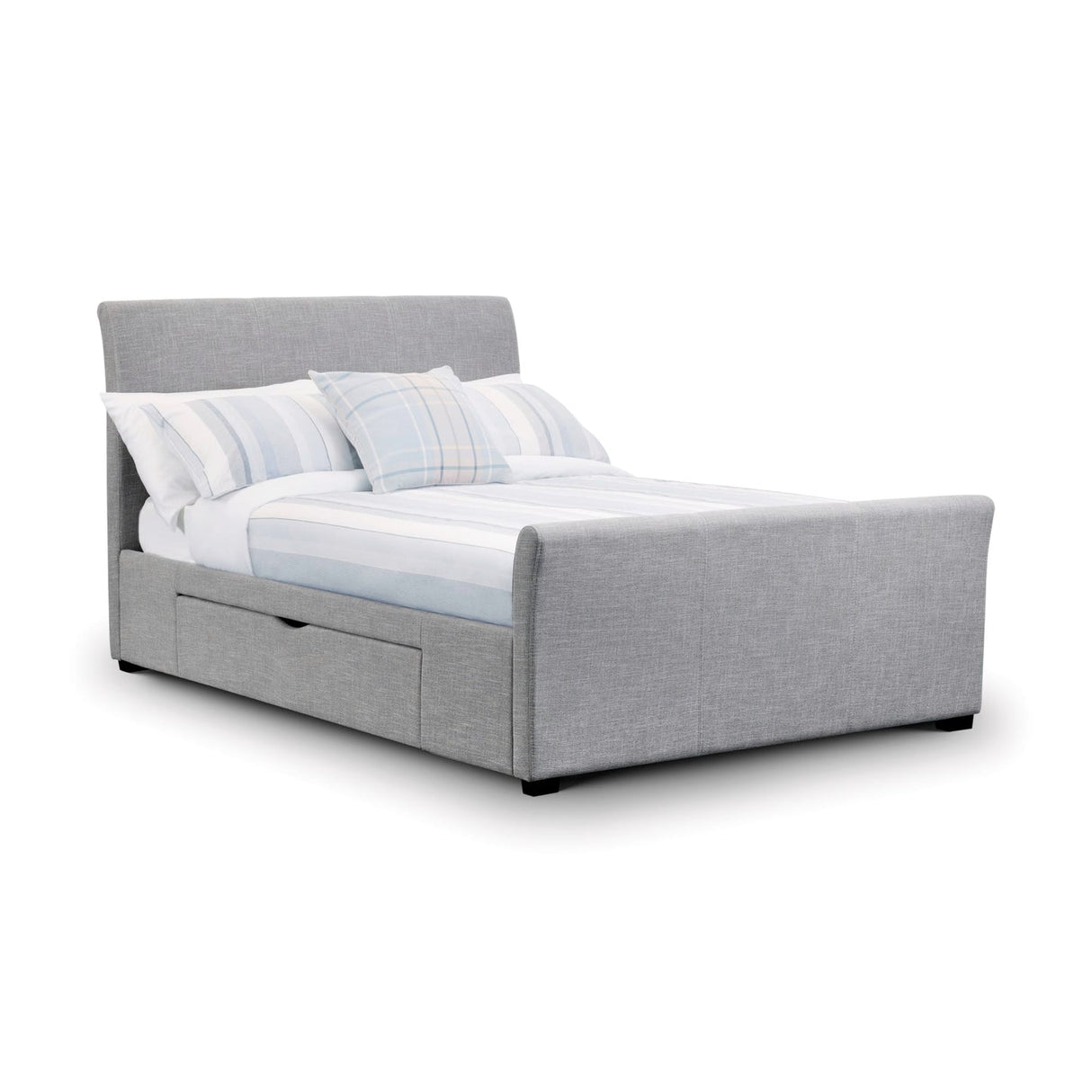 Fabric Double Bed With 2 Drawers - Capri