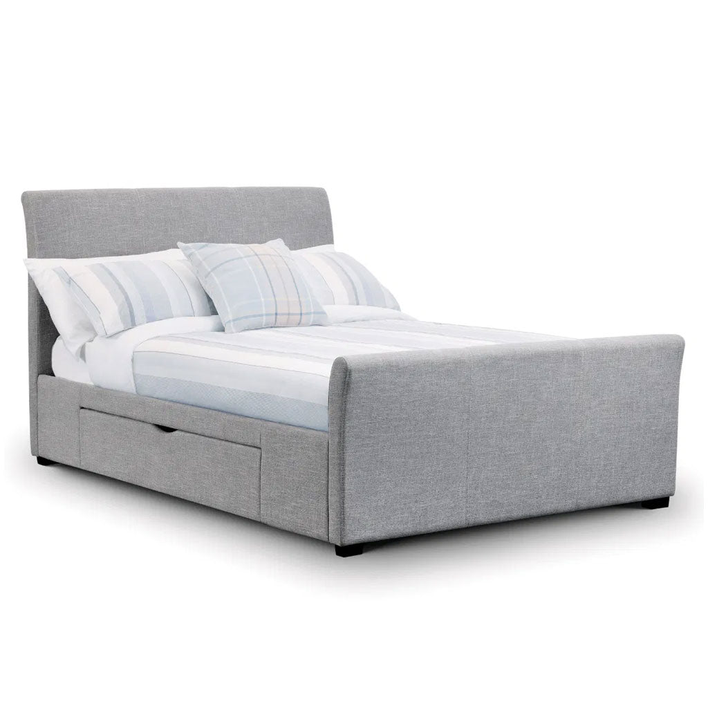 Fabric Double Bed With 2 Drawers - Capri