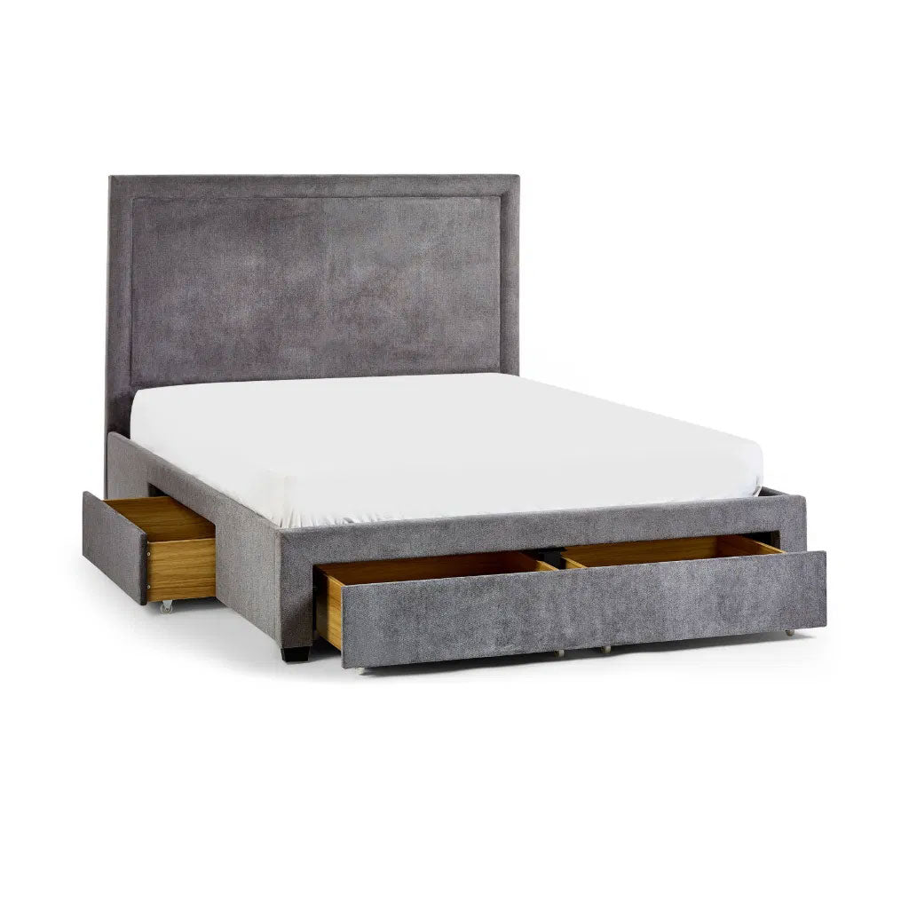 Fabric Double Bed With 4 Drawers - Mayfair