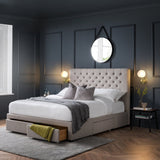 Fabric Double Bed With 4 Drawers - Wilton