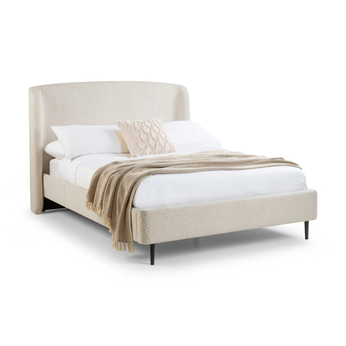 Fabric Double Bed With Black Legs - Eden