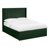 Fabric Double Bed With Dual Storage Door - Leila