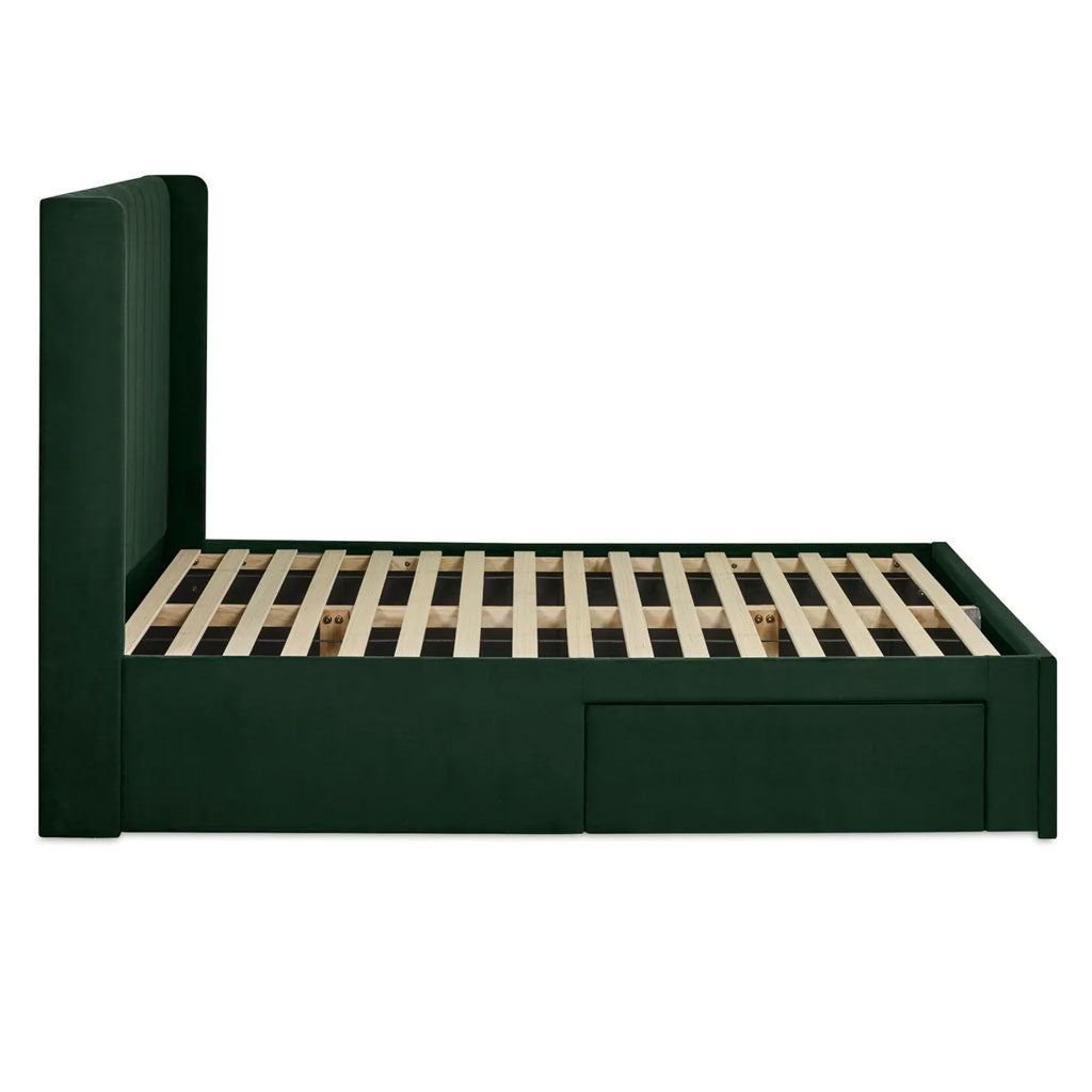 Fabric Double Bed With Dual Storage Door - Leila