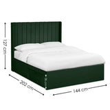 Fabric Double Bed With Dual Storage Door - Leila