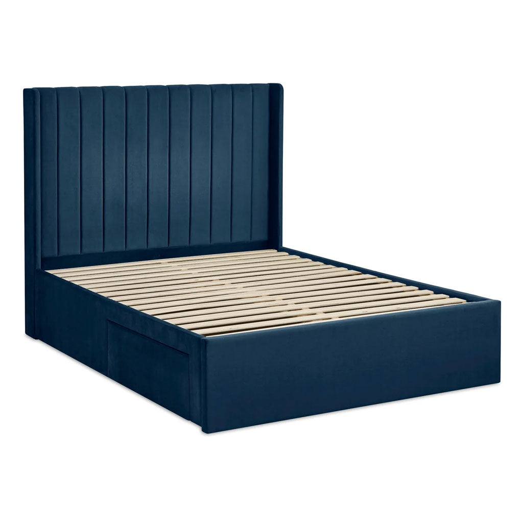 Fabric Double Bed With Dual Storage Door - Leila
