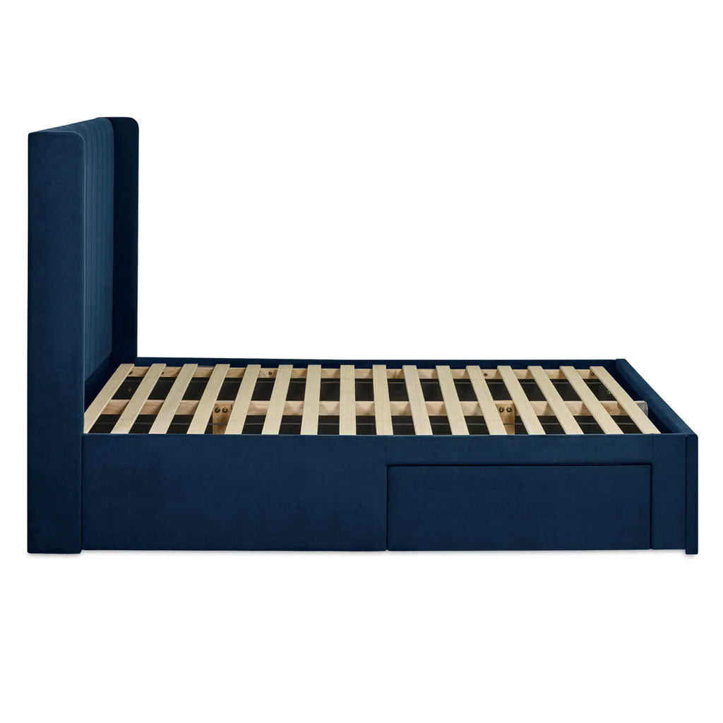 Fabric Double Bed With Dual Storage Door - Leila