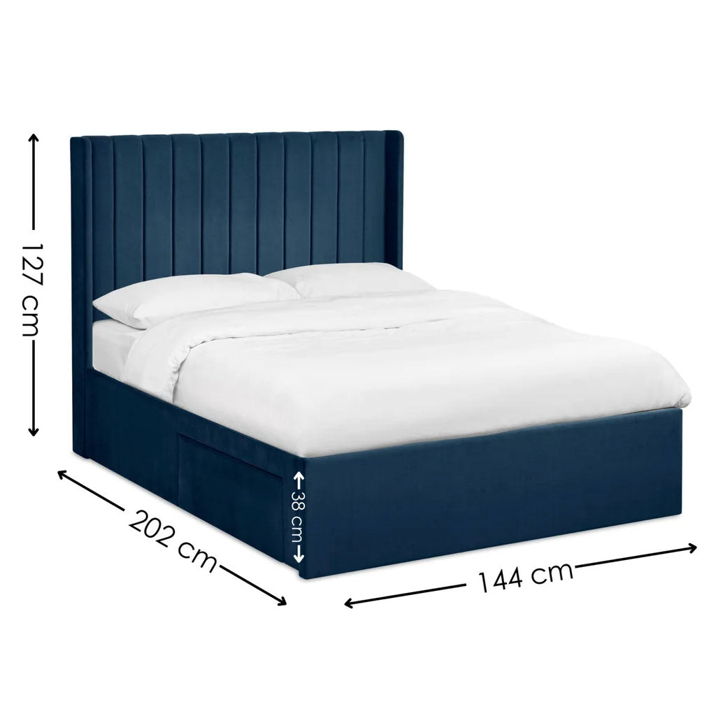 Fabric Double Bed With Dual Storage Door - Leila