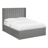 Fabric Double Bed With Dual Storage Door - Leila