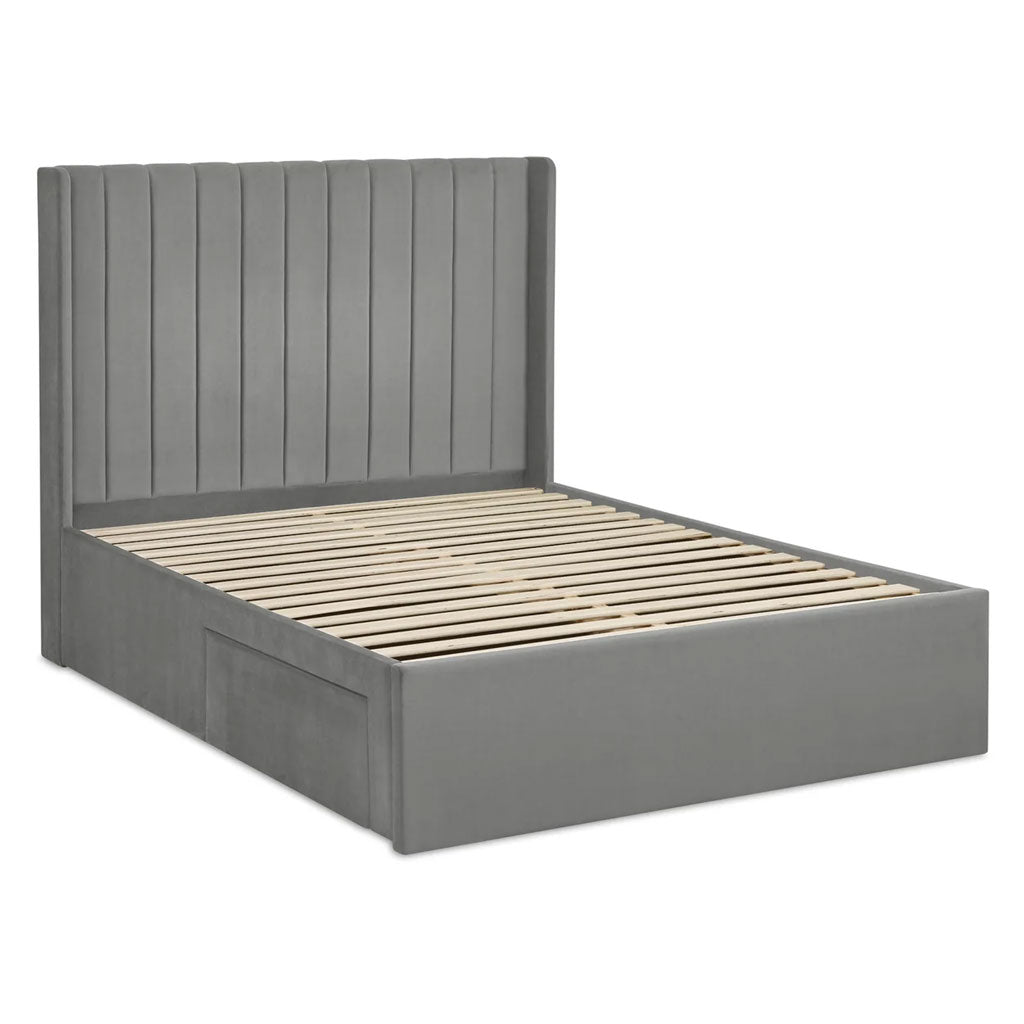 Fabric Double Bed With Dual Storage Door - Leila