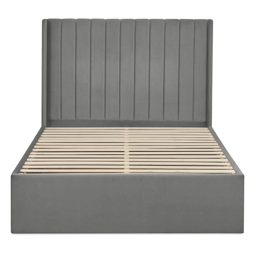 Fabric Double Bed With Dual Storage Door - Leila