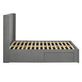 Fabric Double Bed With Dual Storage Door - Leila