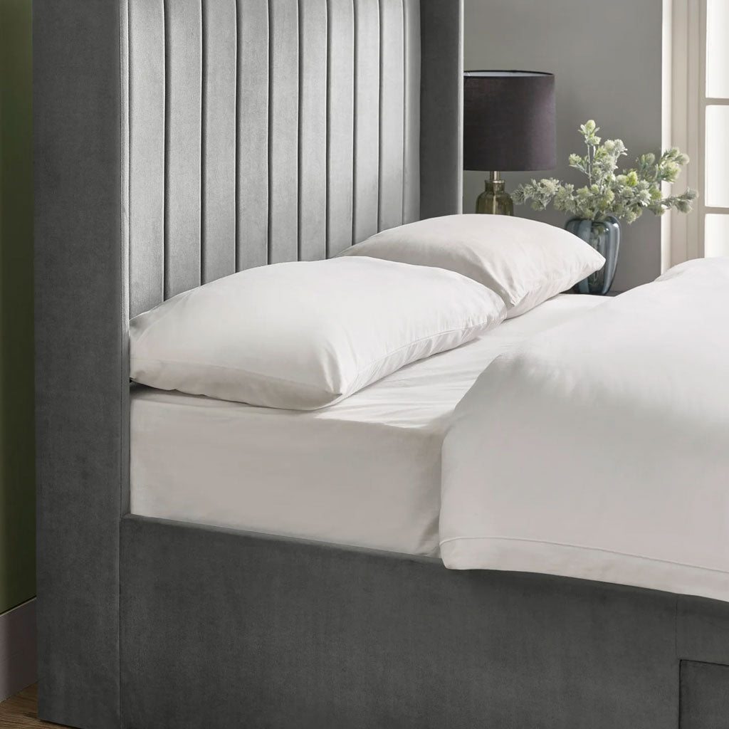 Fabric Double Bed With Dual Storage Door - Leila