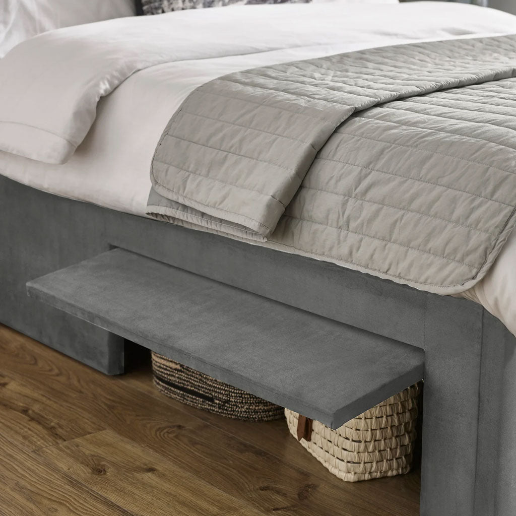 Fabric Double Bed With Dual Storage Door - Leila