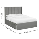 Fabric Double Bed With Dual Storage Door - Leila