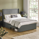 Fabric Double Bed With Dual Storage Door - Leila