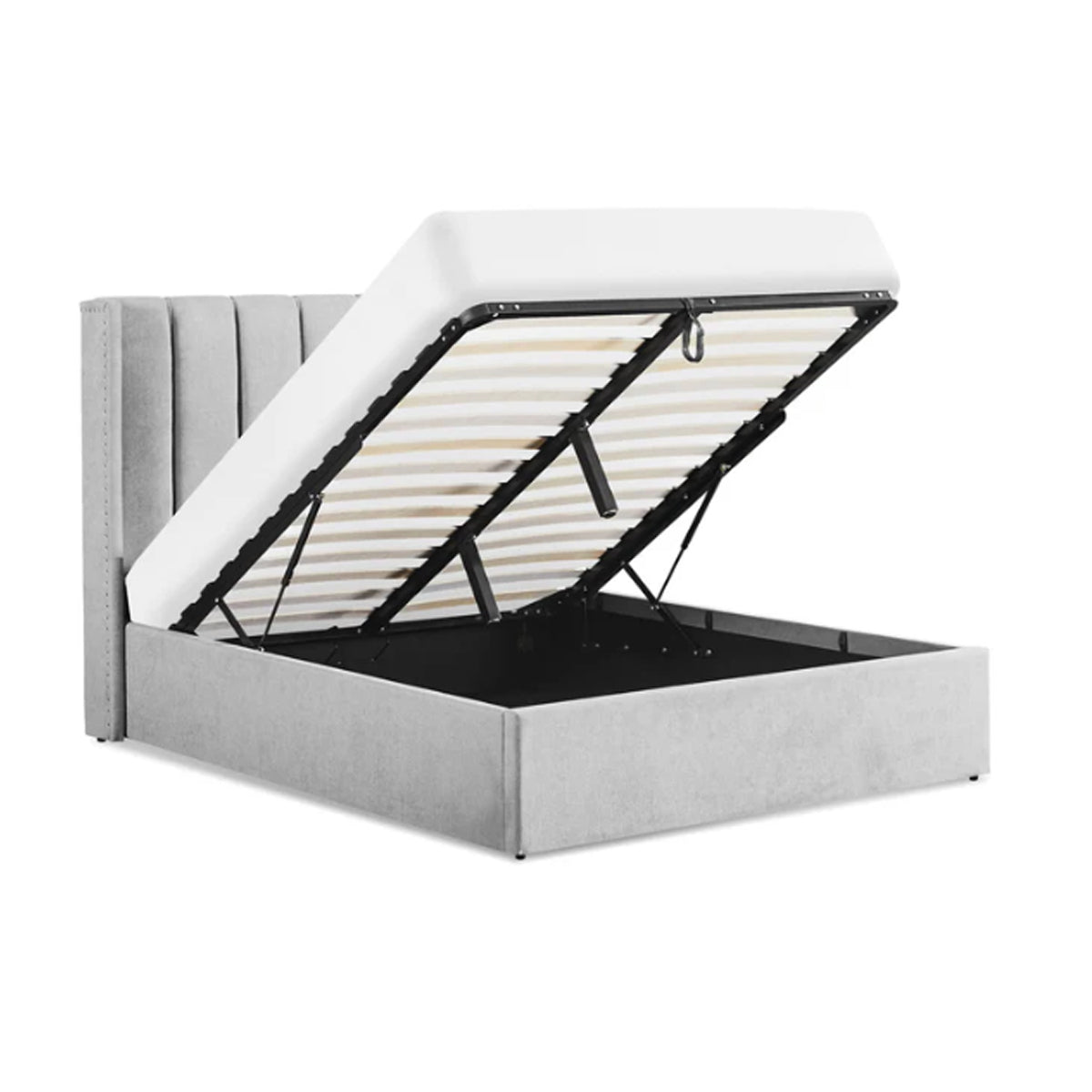 Fabric Double Bed With Storage - Amber