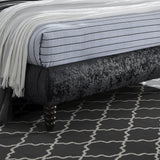 Fabric Double Bed With Wooden Corner Feets - Venice