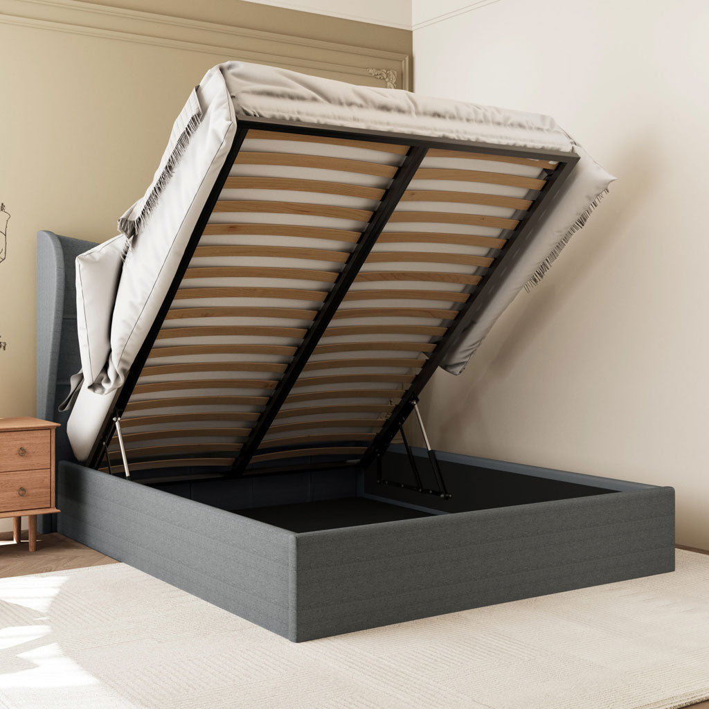 Fabric Double Ottoman Storage Bed - Verona