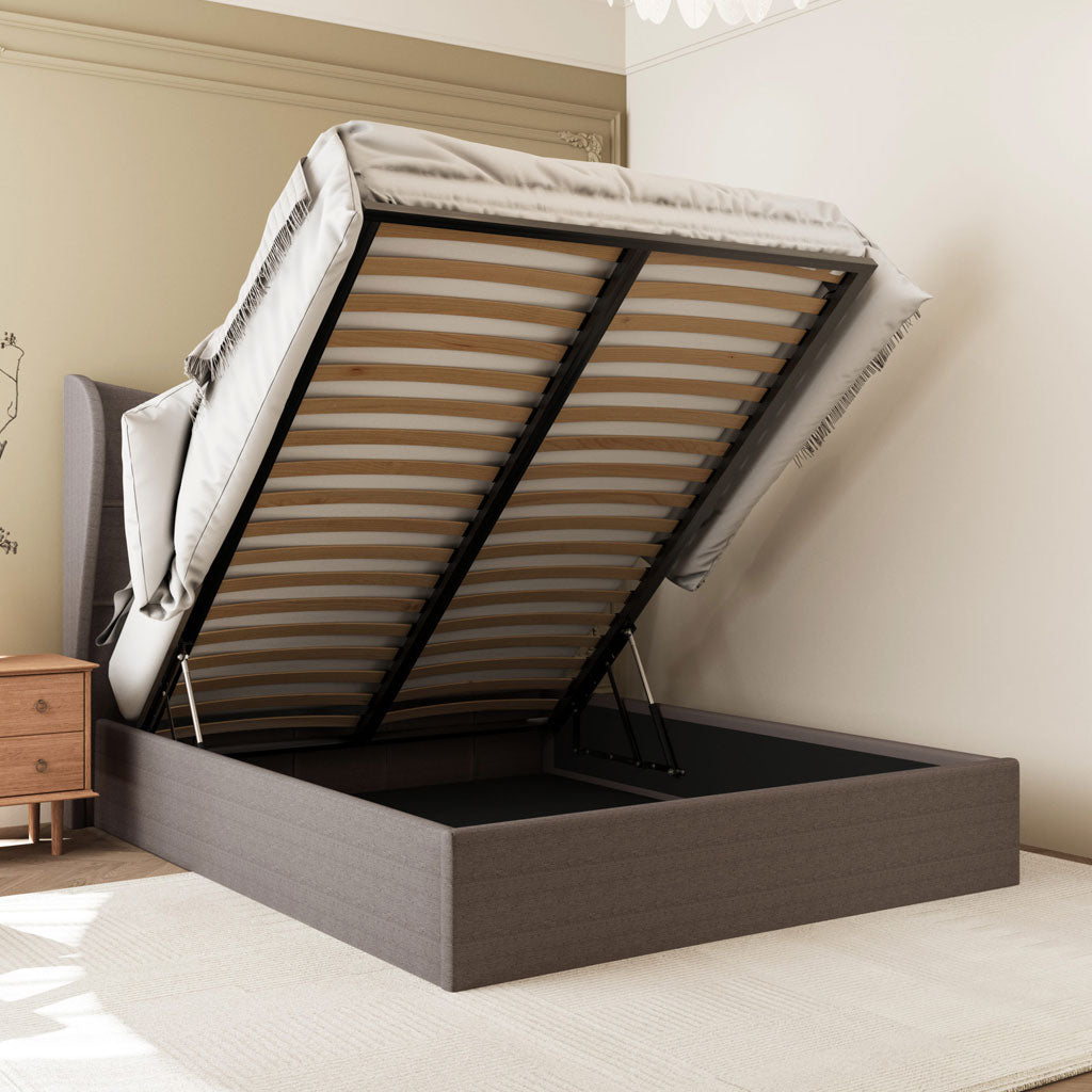 Fabric Double Ottoman Storage Bed - Verona